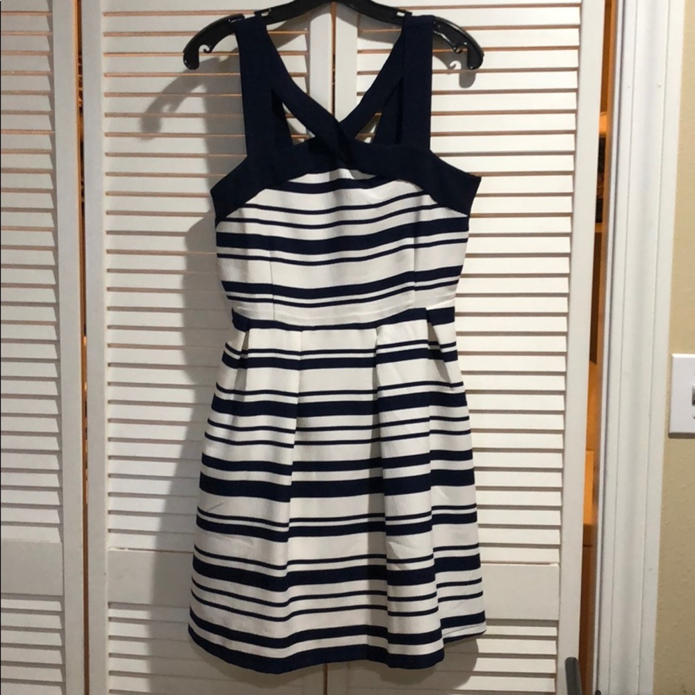 She and Sky Navy Stripe Dress, Large